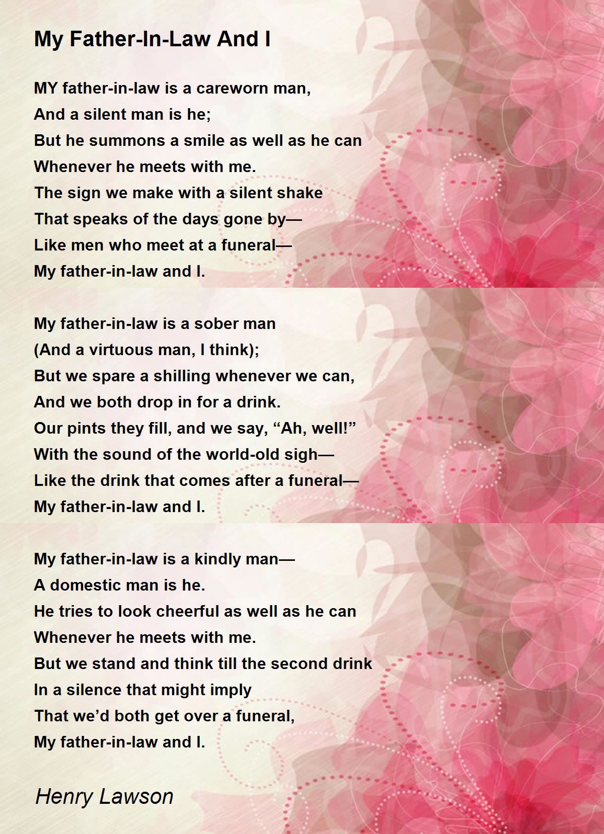 My Father In Law And I Poem By Henry Lawson