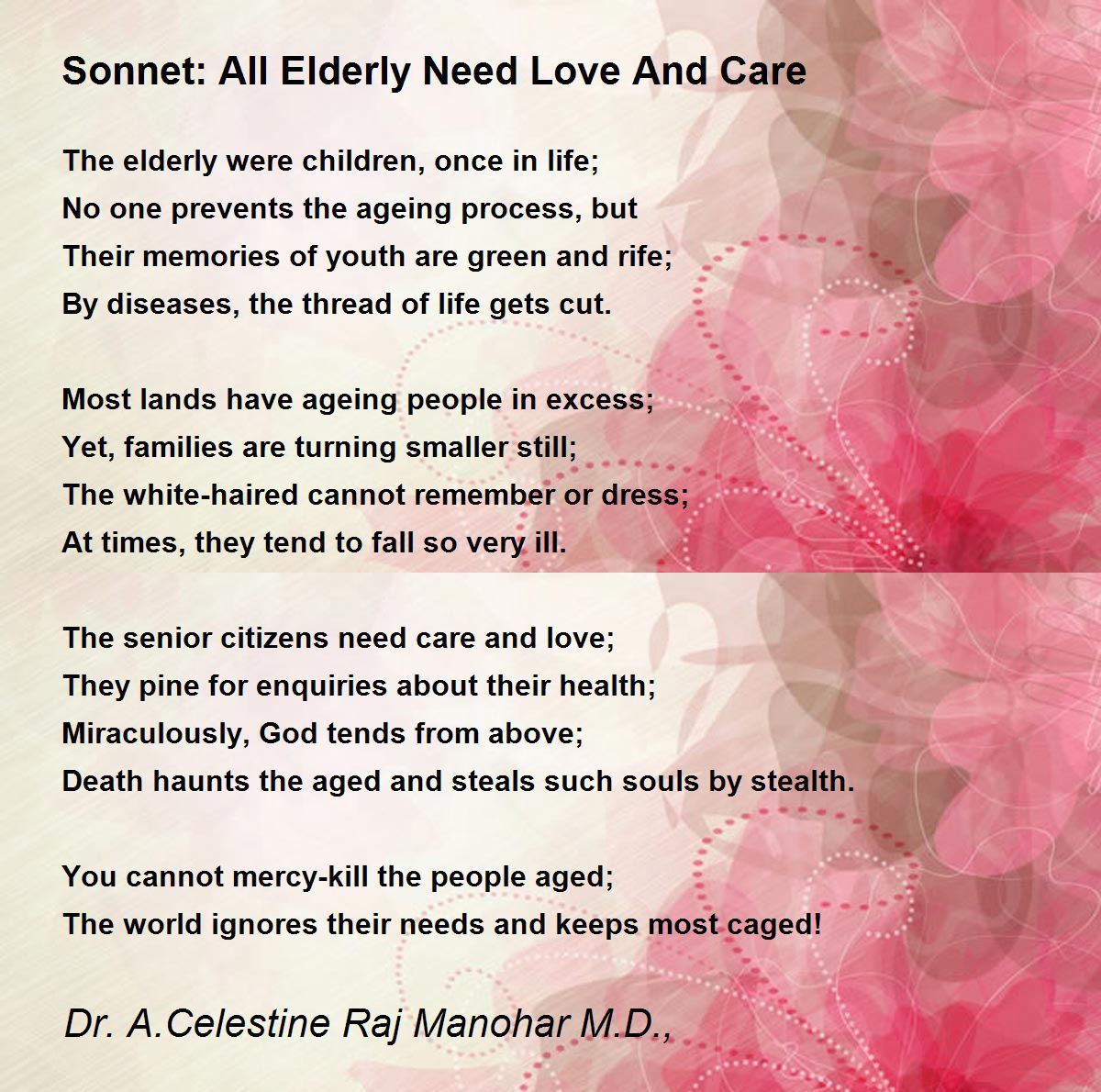 All Elderly Need Love And Care Poem By