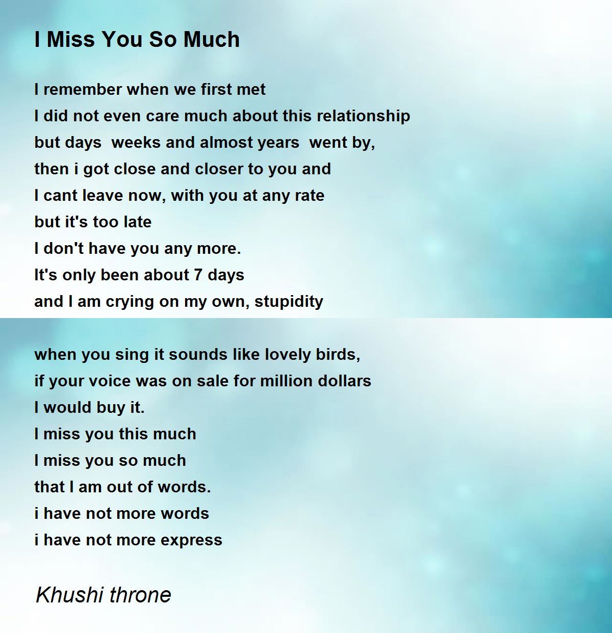Baby I Miss You So Much - Baby I Miss You So Much Poem by Mosanna Mizan