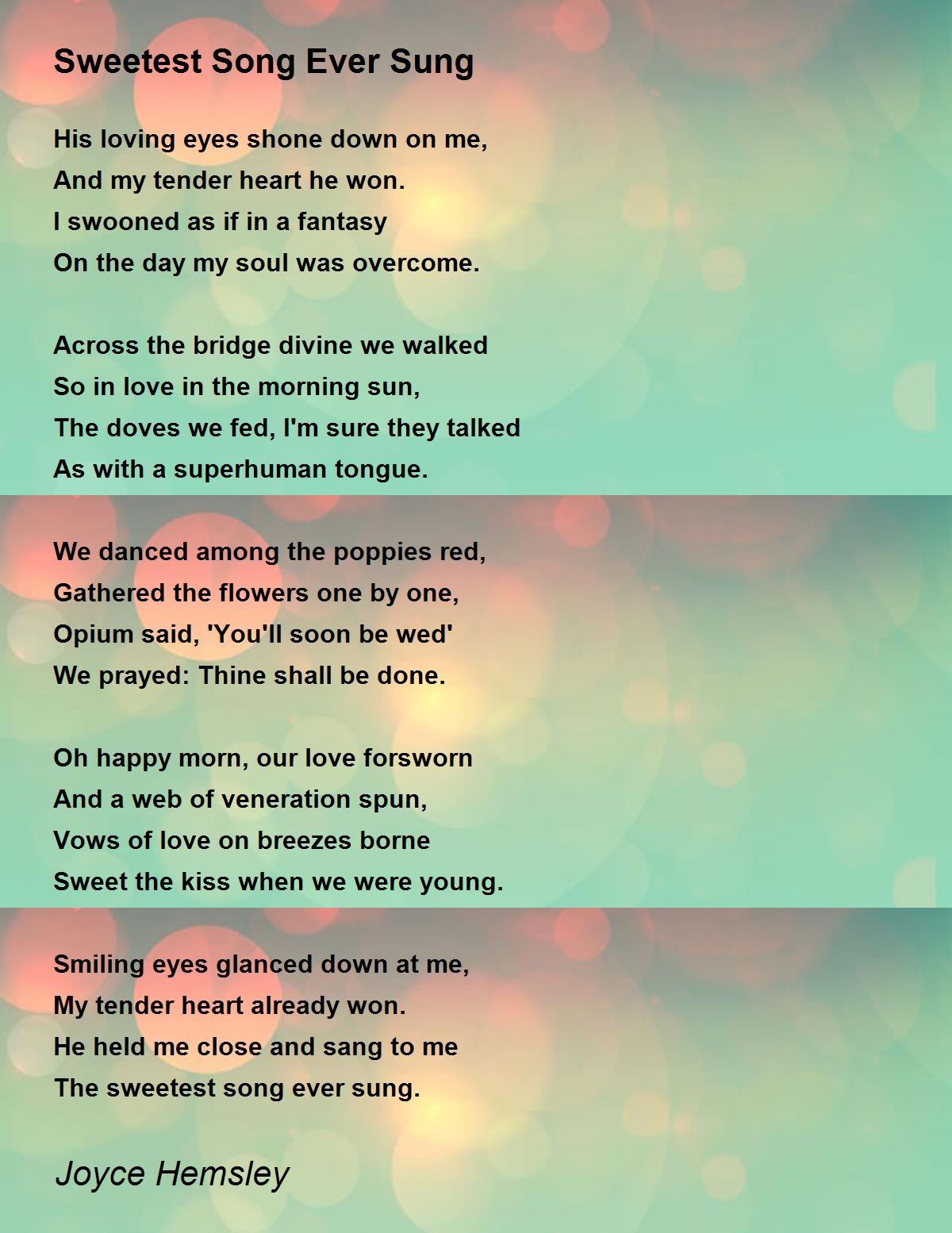 Lovely Lyrics - Lovely Lyrics Poem by Joyce Hemsley