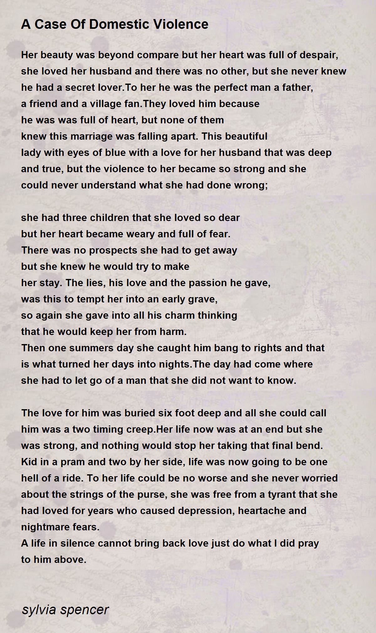 A Case Of Domestic Violence Poem By