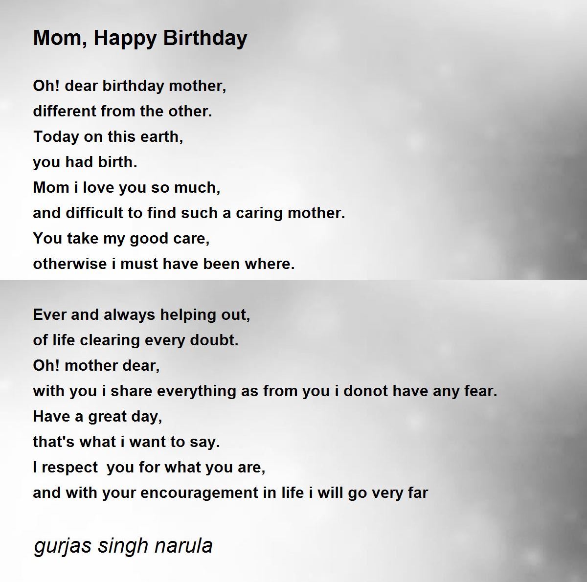 Mom, Happy Birthday - Mom, Happy Birthday Poem by gurjas singh narula