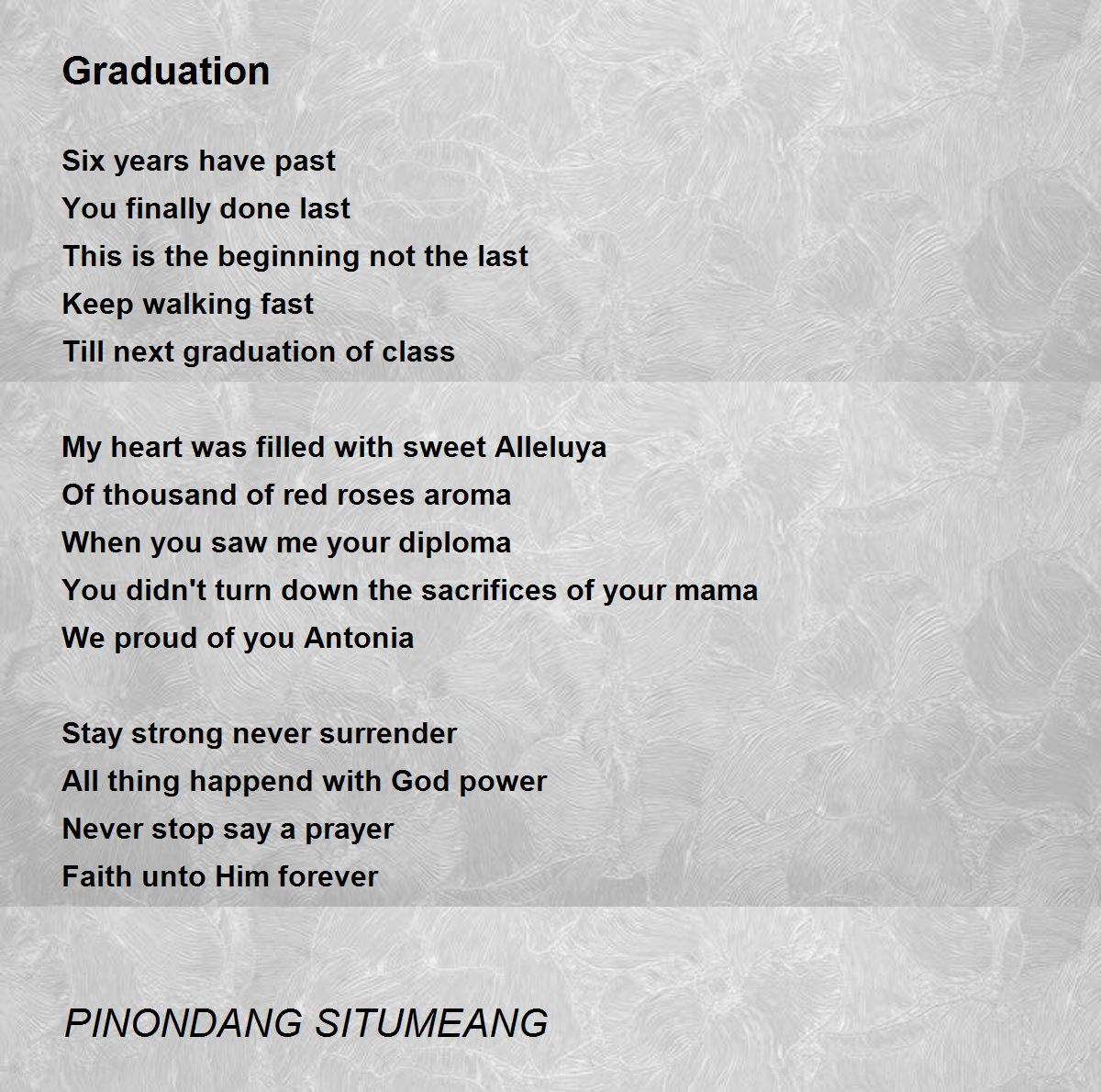 Graduation Poem By Pinondang Situmeang