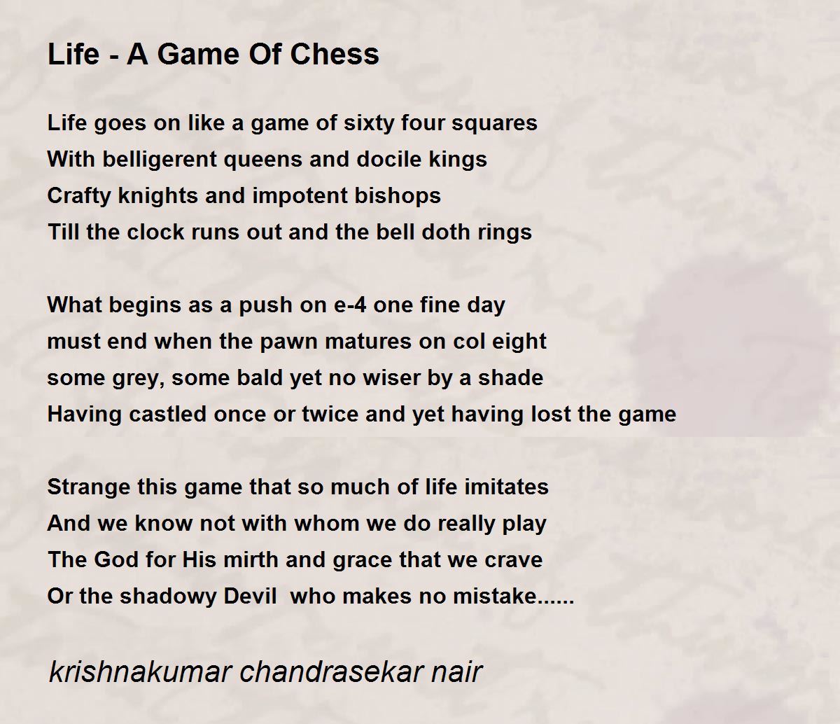 summary of chess poem class 7​ 