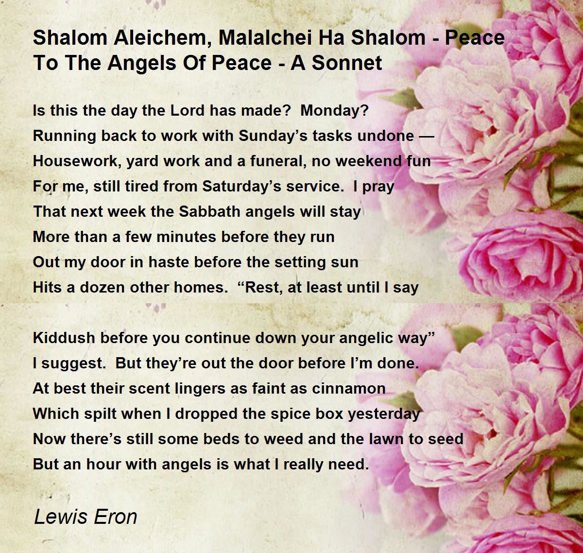 Shalom Aleichem Mal'achei Hashalom, (Shalom upon you, O ministering  angels), Song