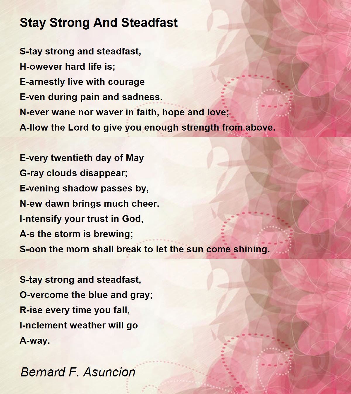 Stay Strong And Steadfast - Stay Strong And Steadfast Poem by ...