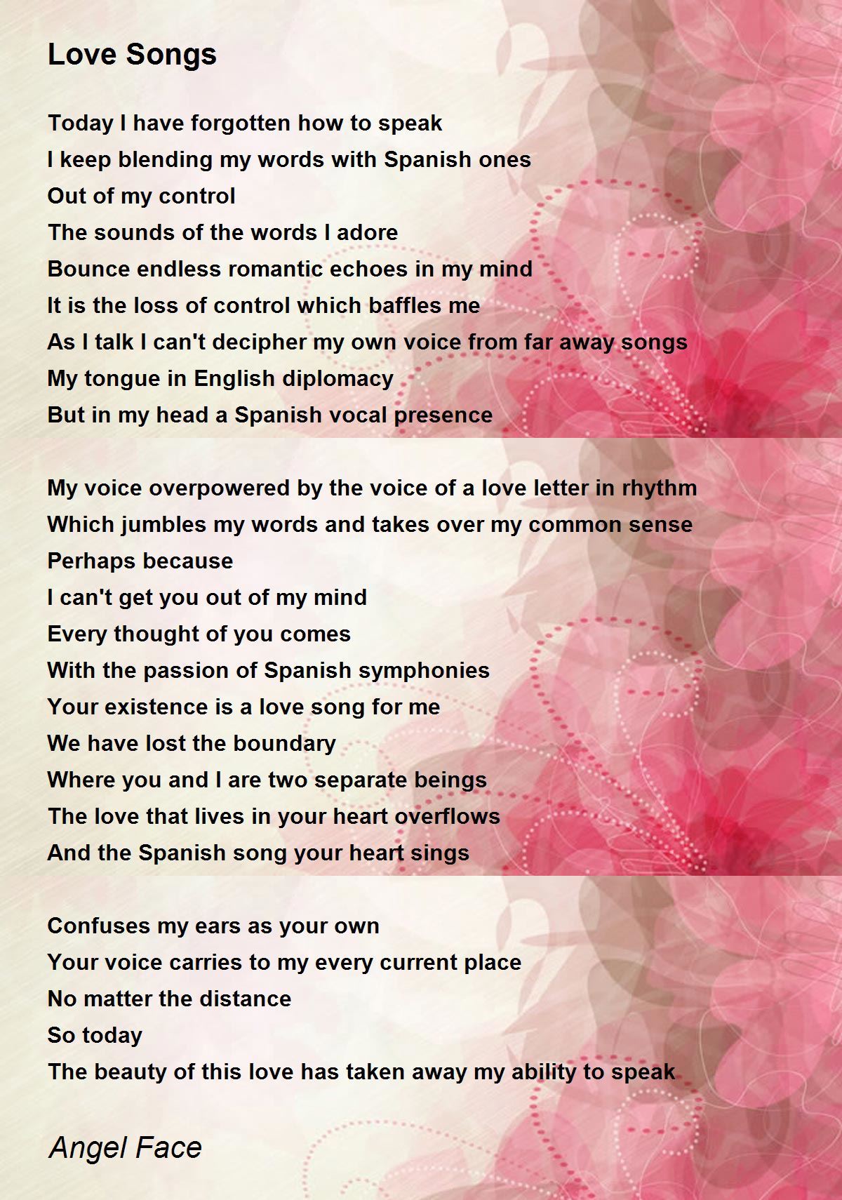 Love Songs Love Songs Poem by Angel Face