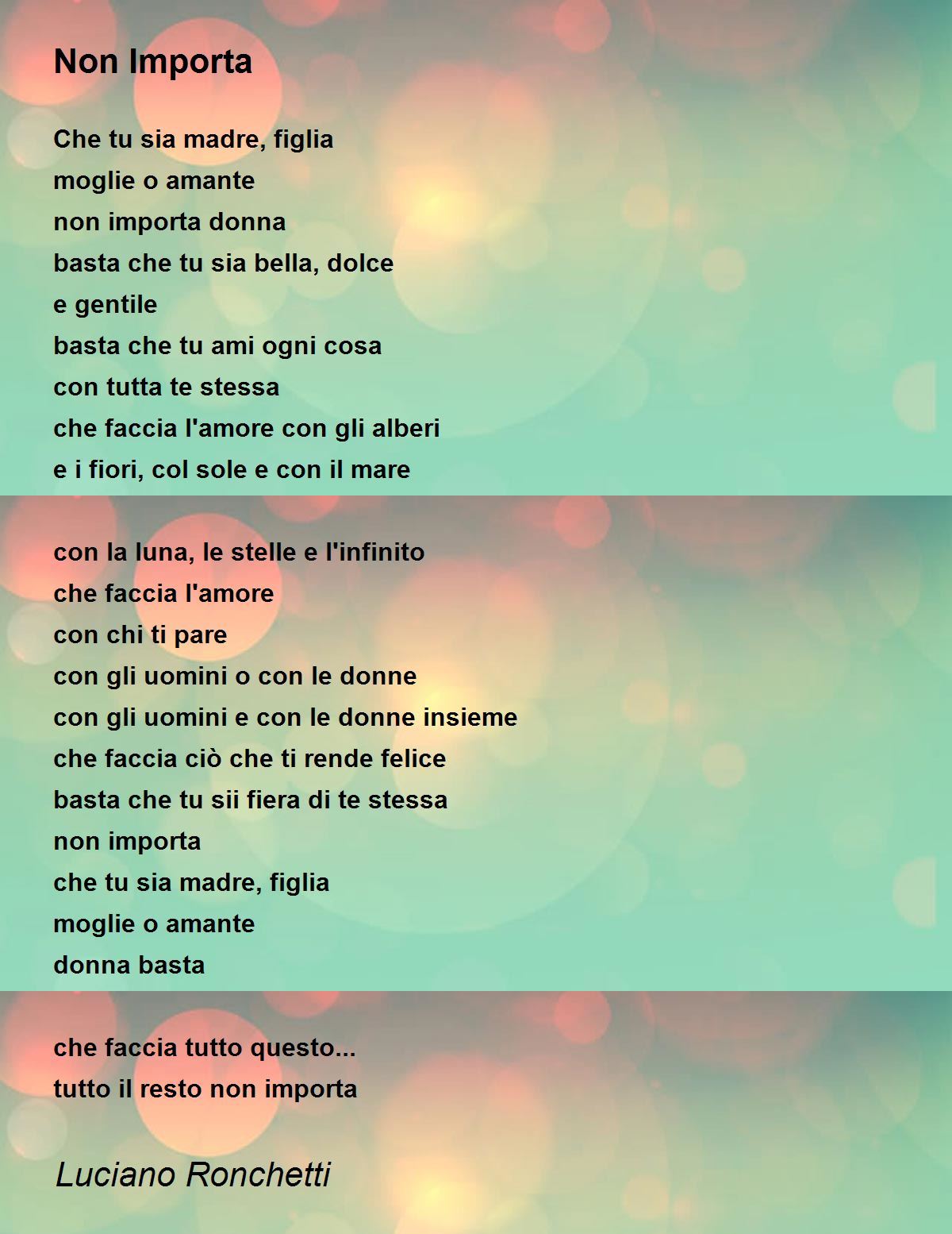Non Importa - Non Importa Poem by Luciano Ronchetti