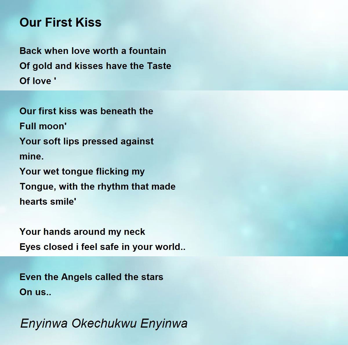 Our First Kiss - Our First Kiss Poem by Enyinwa Okechukwu Enyinwa