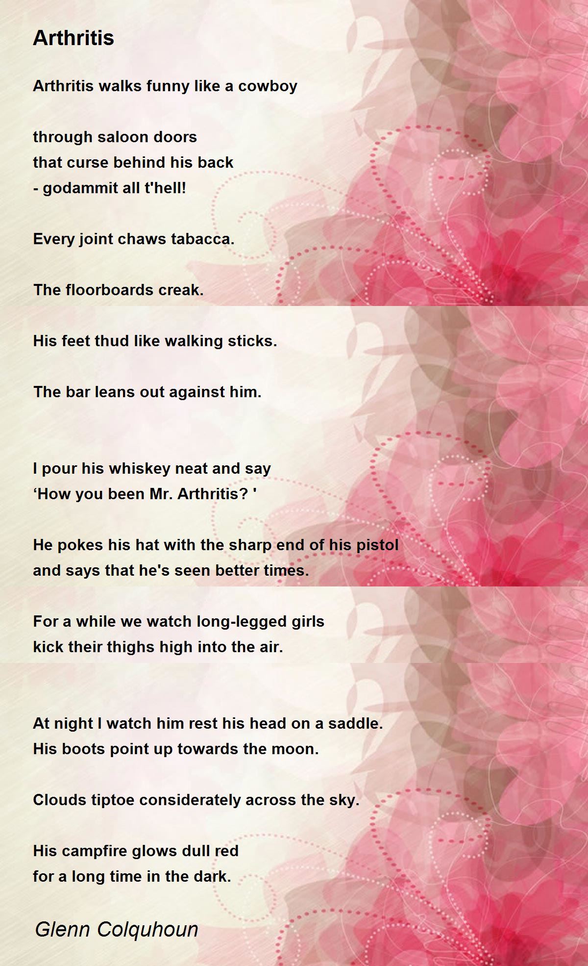 Arthritis - Arthritis Poem by Glenn Colquhoun