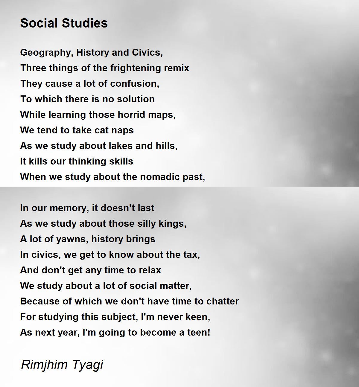 Social Studies - Social Studies Poem by Rimjhim Tyagi