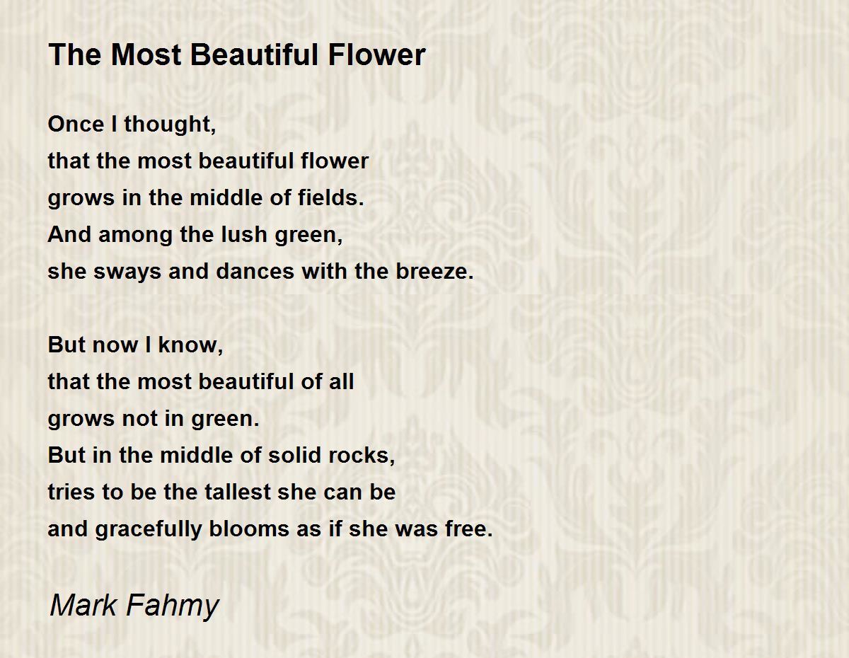 Most Beautiful Flower Poem By Mark Fahmy