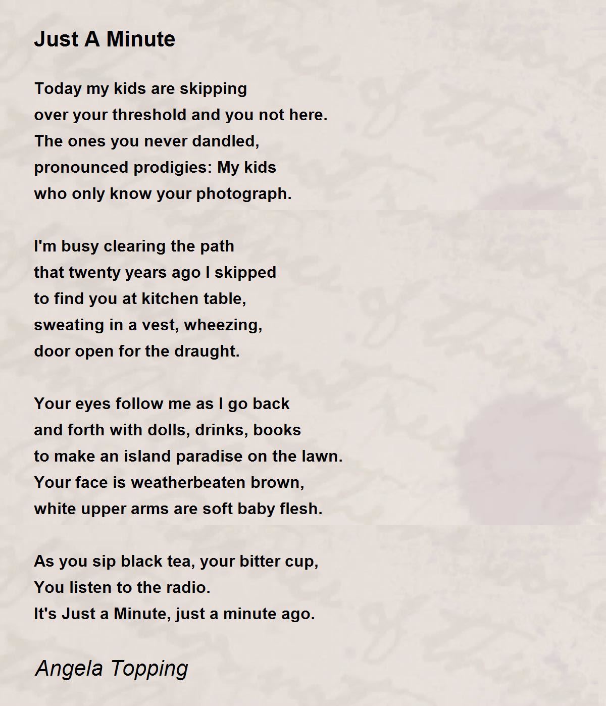 Buy Just A Minute Poem She Version Online In India, Out Of Time Poem