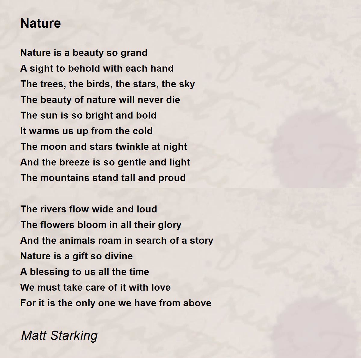 Nature - Nature Poem by Matt Starking