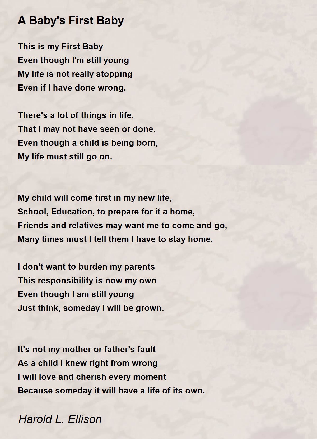 A Baby S First Poem By Harold L