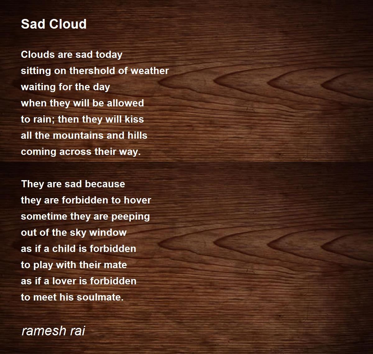 Sad Cloud - Sad Cloud Poem by ramesh rai
