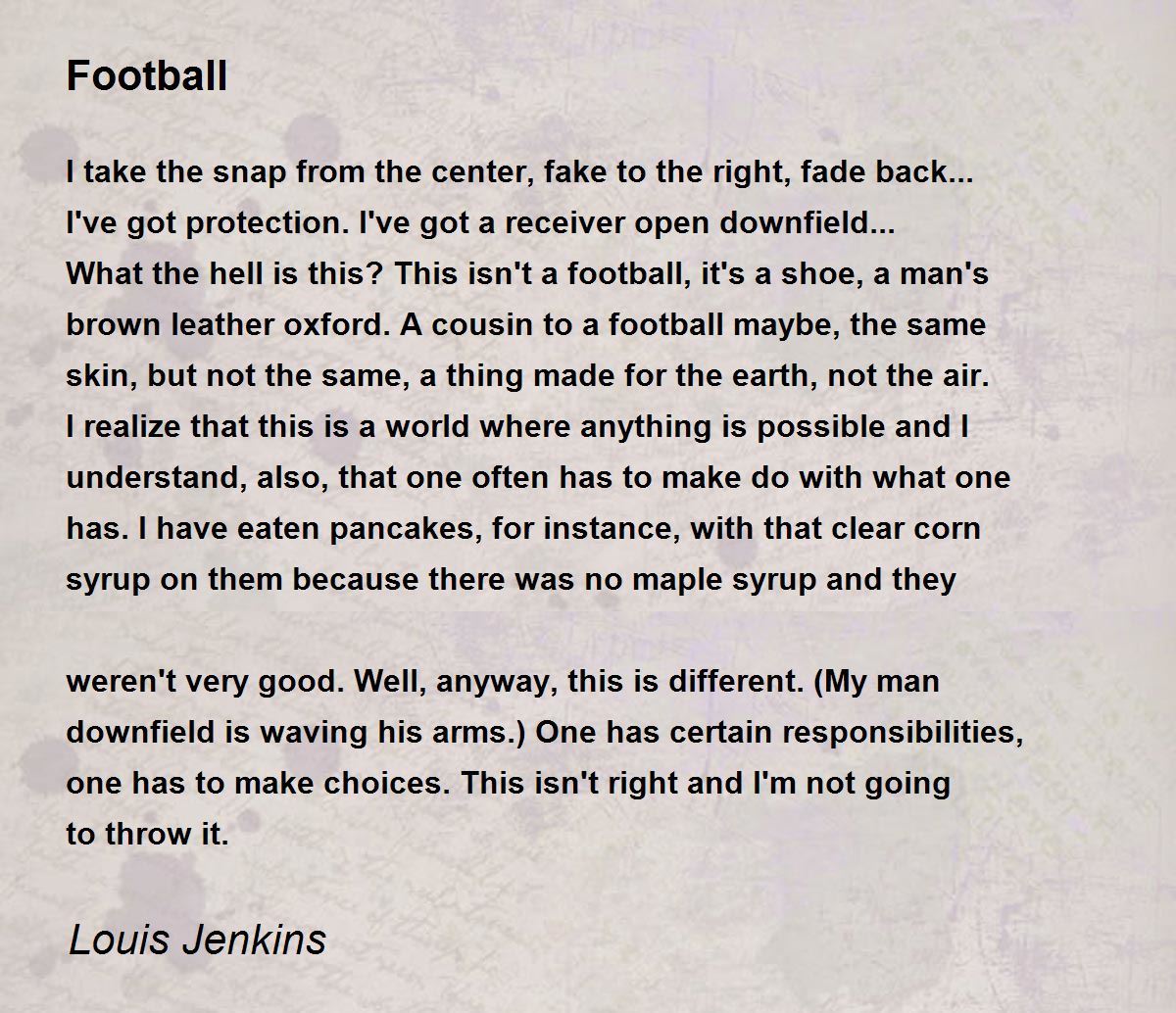 Football - Football Poem by Louis Jenkins