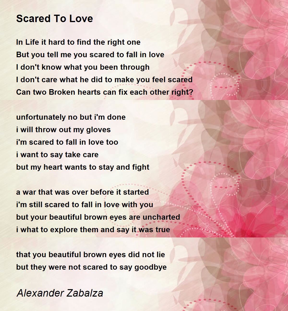 Scared To Love - Scared To Love Poem by Alexander Zabalza