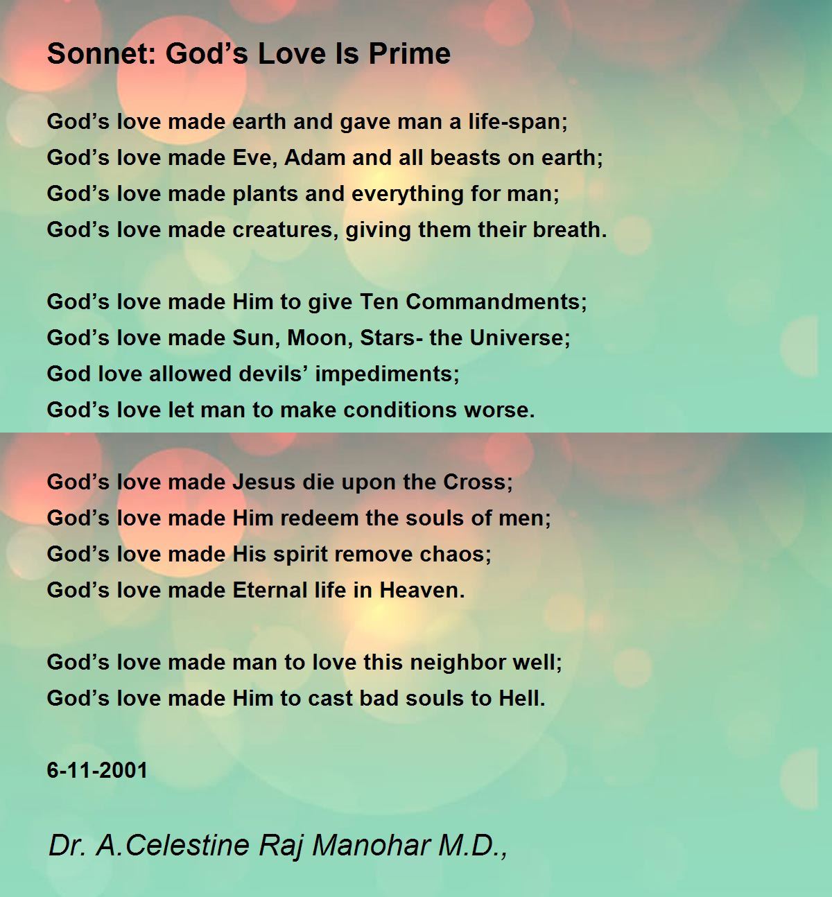 Sonnet: God's Love Is Prime - Sonnet: God's Love Is Prime Poem by ...