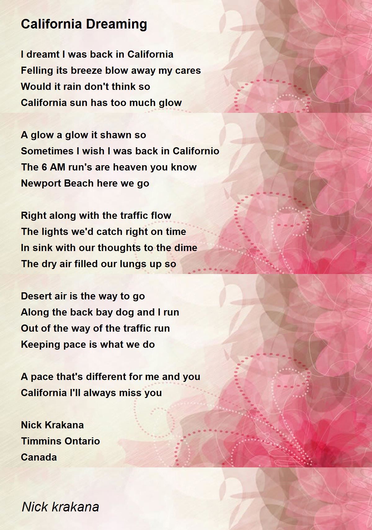 California: Selected Poems of a Dream