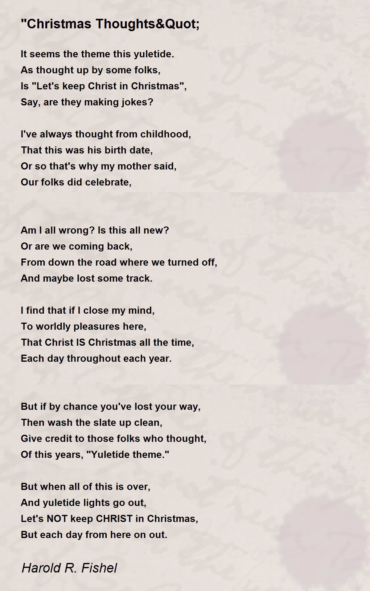 keep christ in christmas poem